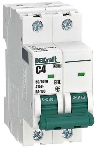 Выключатель автоматический DEKraft ВА-103 2п 4А C 6кА картинка